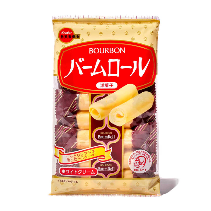 A bag of Bourbon Baum Roll with Japanese writing on it.