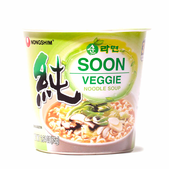 Nongshim Soon Veggie Noodle Soup in a cup.