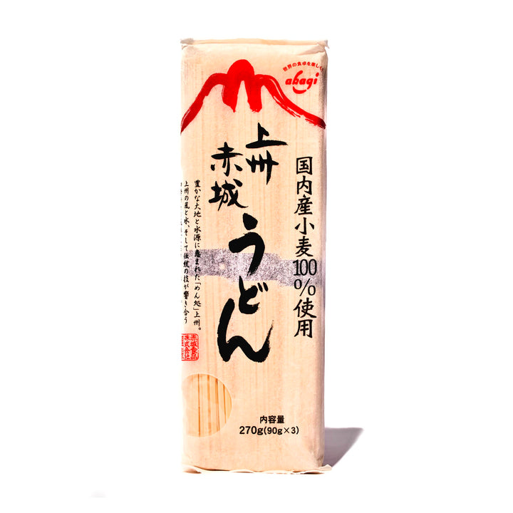 A package of Akagi Joshu Akagi Udon noodles on a white background.