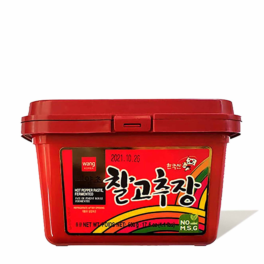 A red container with Wang Gochujang Red Pepper Paste written on it.