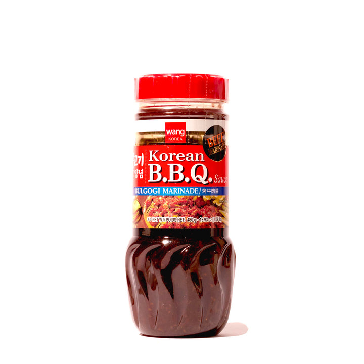 A bottle of Wang Bulgogi Beef Korean BBQ Sauce Marinade on a white background.