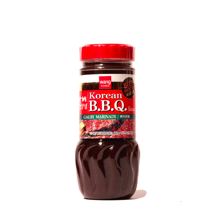 A jar of Wang Galbi Short Rib Korean BBQ Sauce Marinade on a white background.