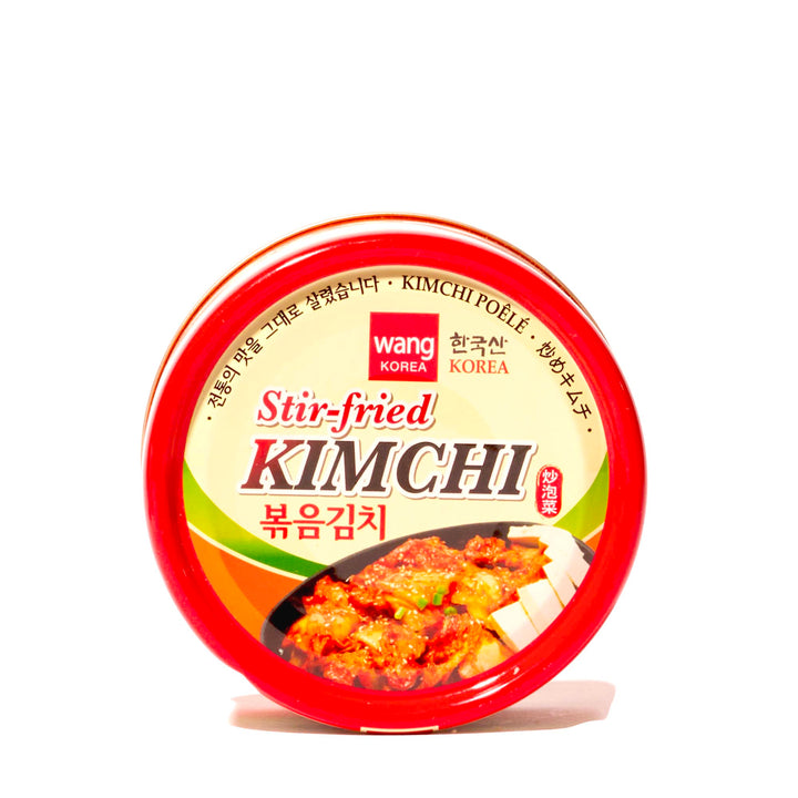 A tin of Wang Tinned Stir-Fried Kimchi on a white background.