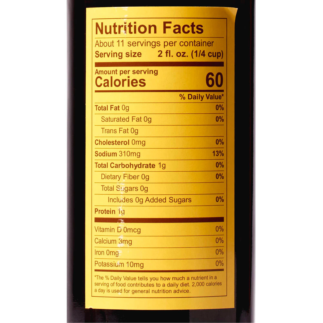 A label showing the nutrition facts of a bottle of Pagoda Shaoxing Cooking Wine.