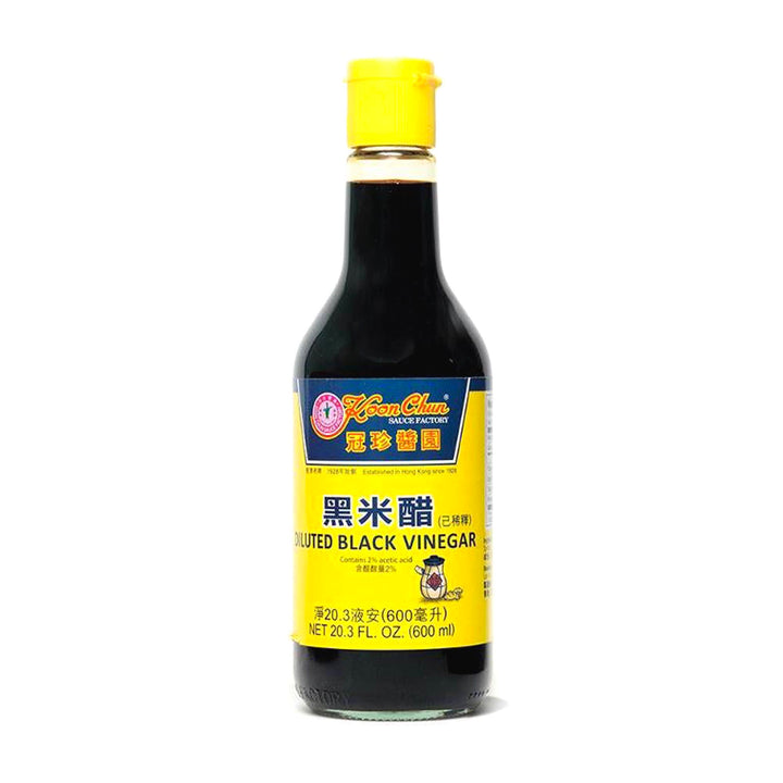 A bottle of Koon Chun Black Vinegar on a white background.