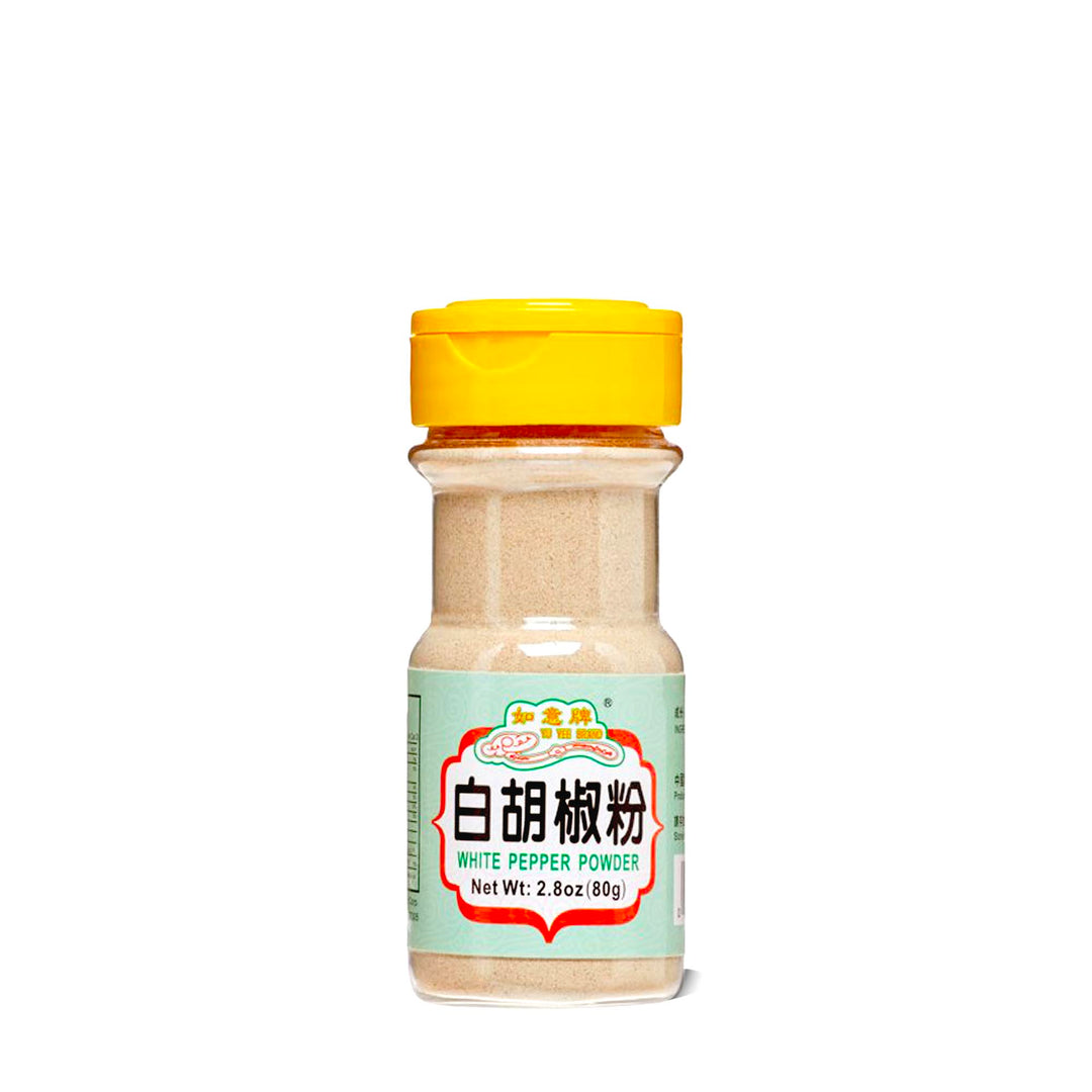 A bottle of Yu Yee White Pepper Powder on a white background.