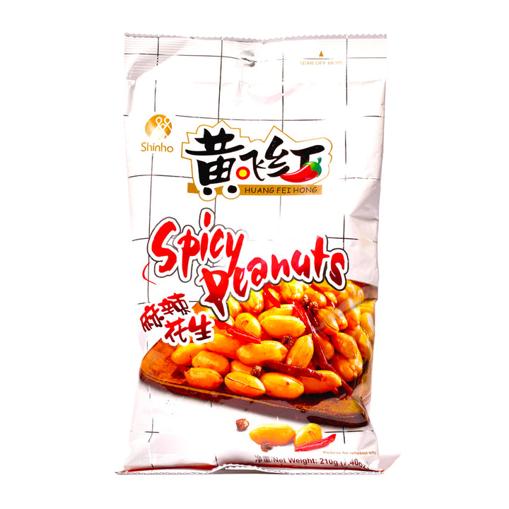 A bag of Huang Fei Hong Sichuan Pepper Peanuts: 7.4 oz on a white background.