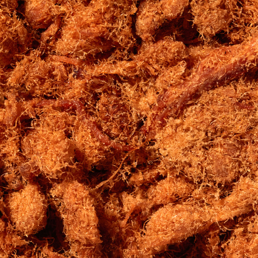 A close up of a pile of Heichiao Rousong Pork Floss.
