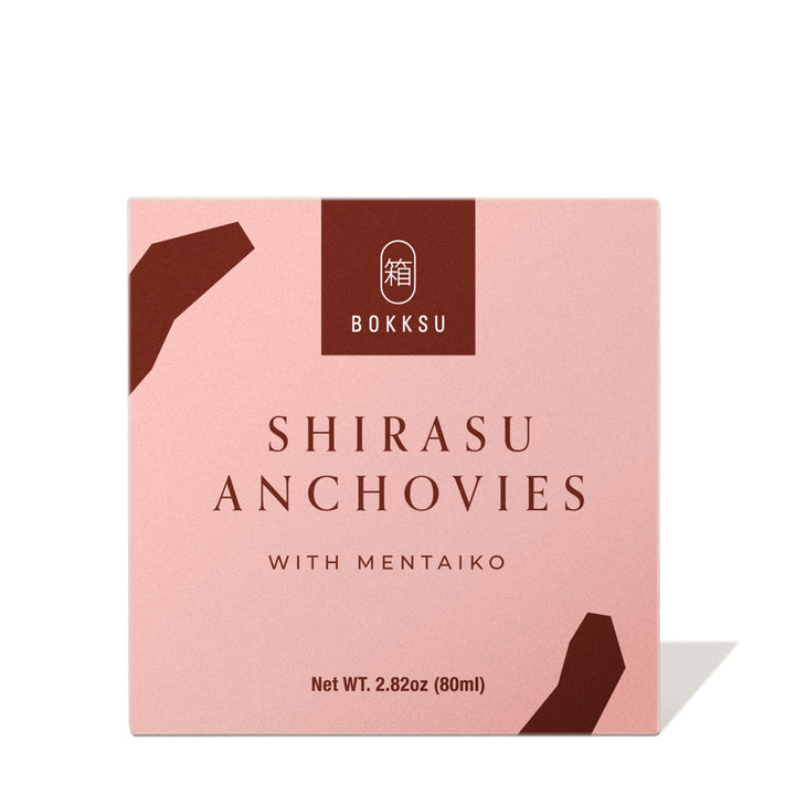A box of Bokksu Tinned Shirasu Anchovies with Cod Roe.