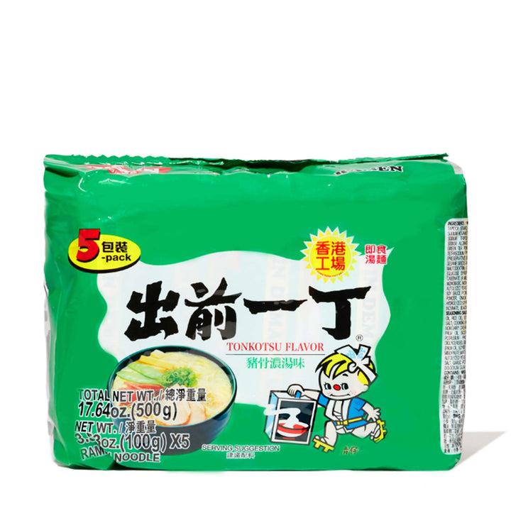 A package of Nissin Hong Kong Style Instant Ramen: Tonkotsu (5-pack) on a white background.