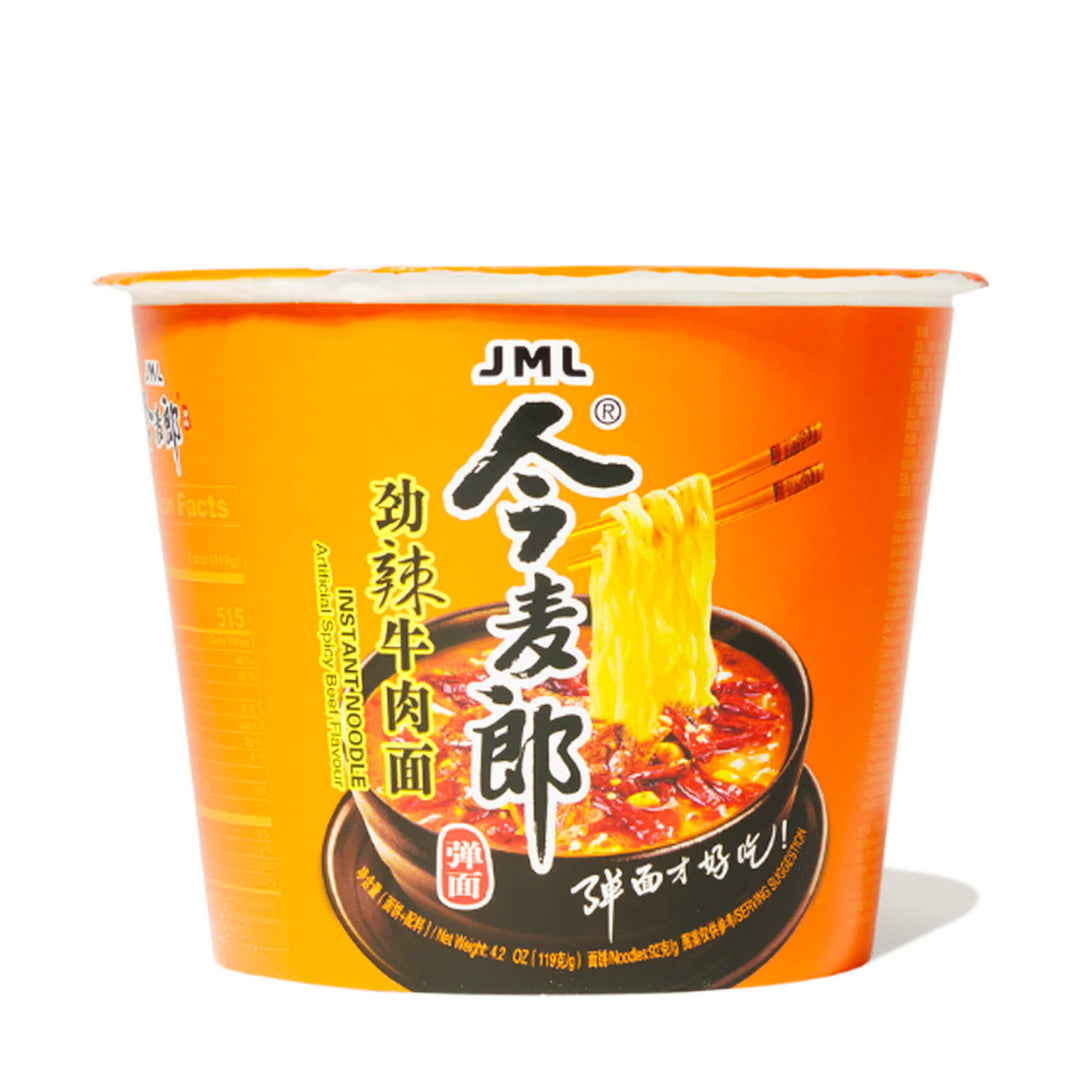 JML Jinmailang Noodle Bowl: Spicy Beef on a white background.