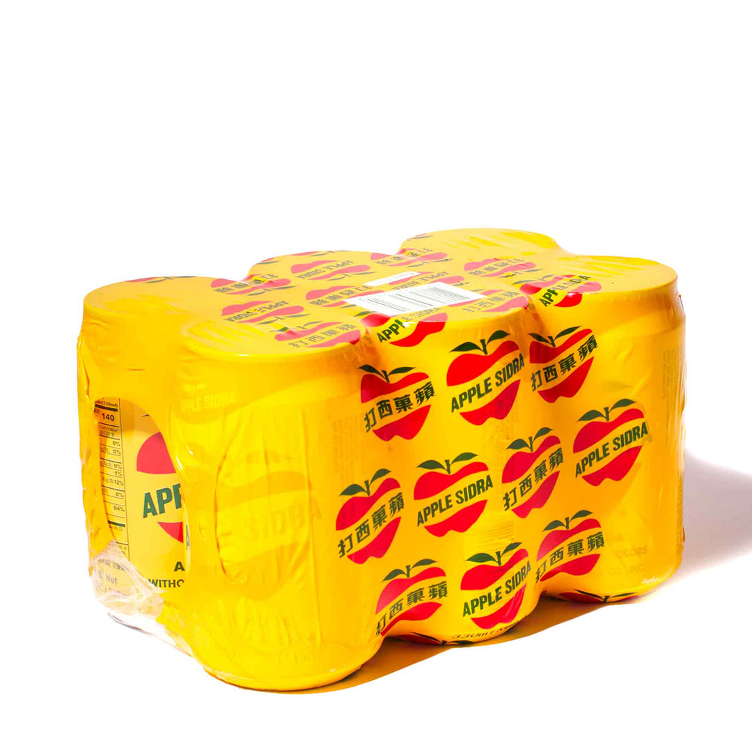 A 6-pack of Apple Sidra Soda on a white background.