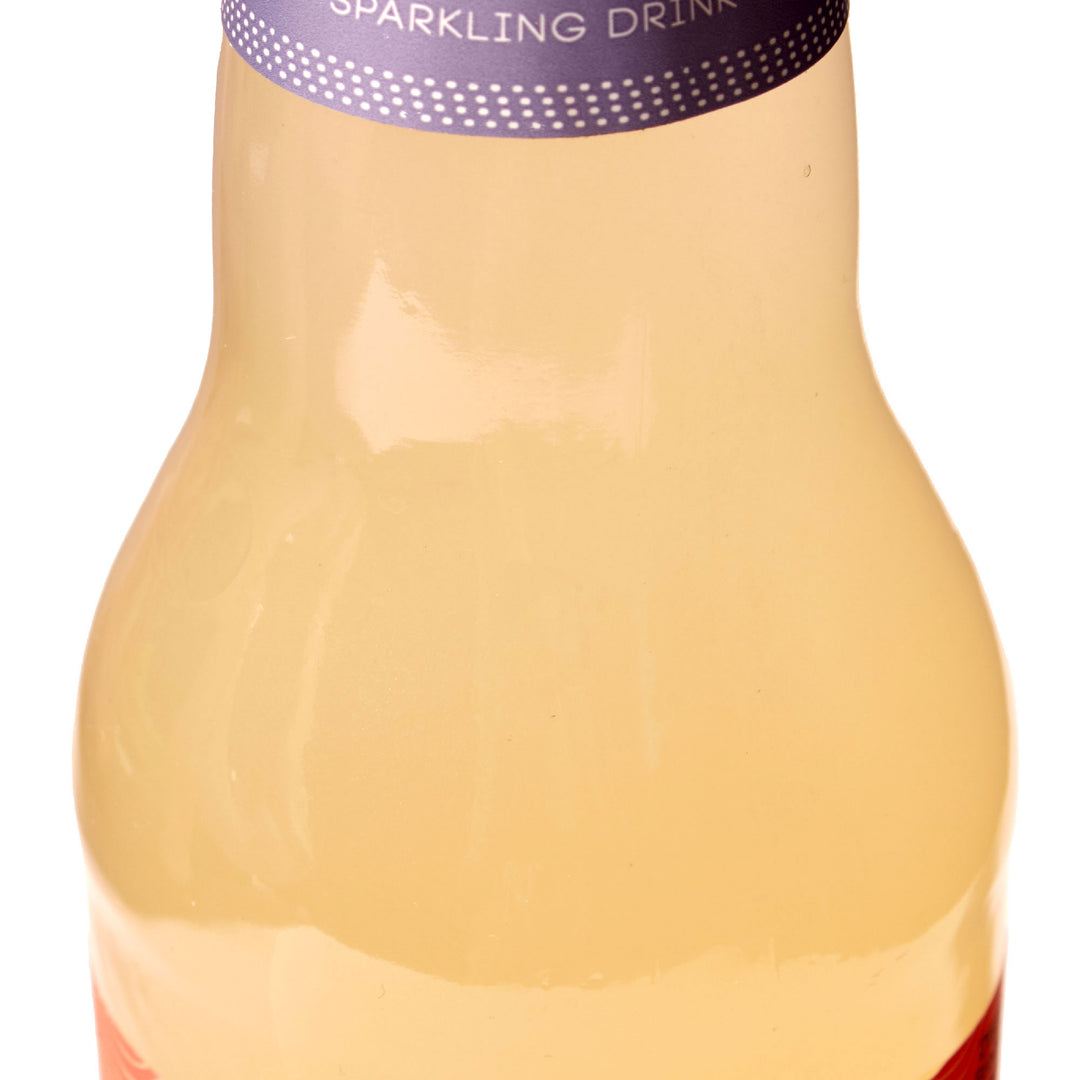 A bottle of Moshi Sparkling Juice Drink: Yuzu & White Peach on a white background.