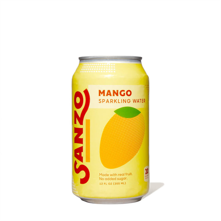 A can of Sanzo Sparkling Water: Alphonso Mango.