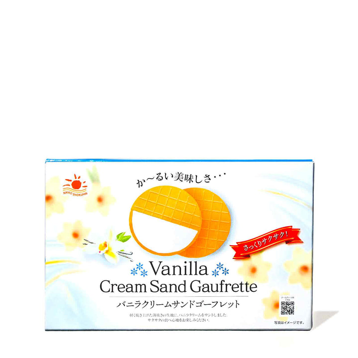 A box of Marutou Gaufrette Cream Sandwiches: Vanilla (10 pieces).