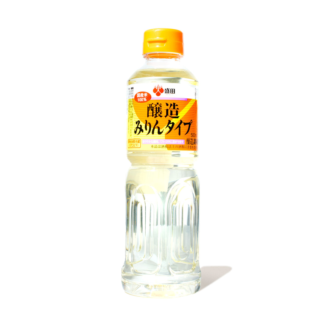 A bottle of Morita Honjo Mirin on a white background.