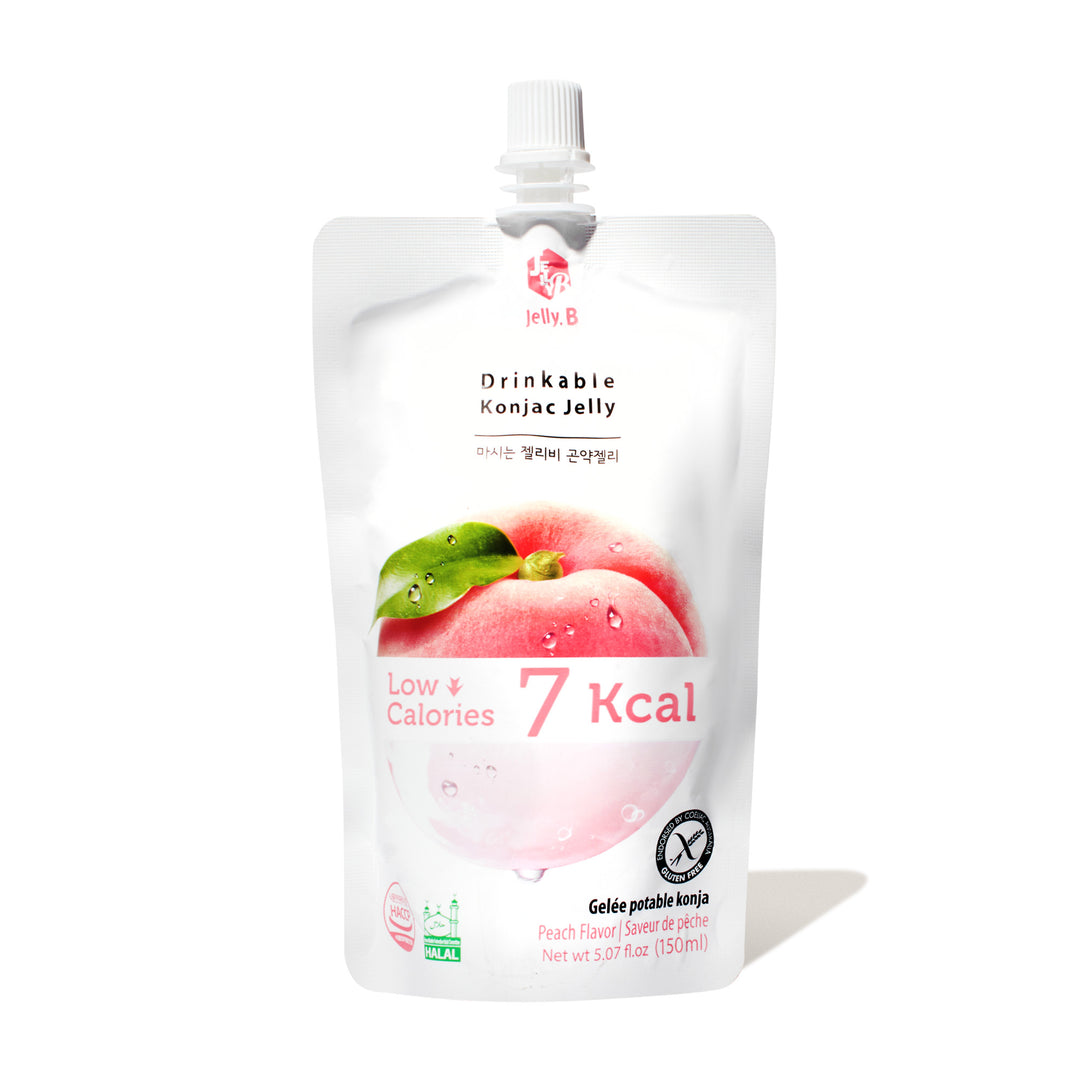 A pouch of Jelly.B Low Calorie Drinkable Konjac Jelly: Peach.