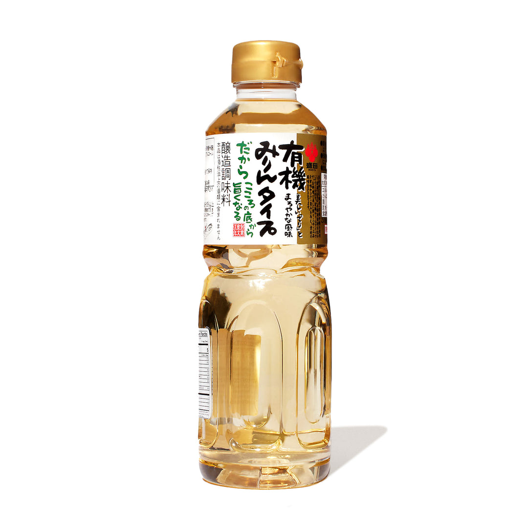 A bottle of Morita Organic Mirin on a white background.