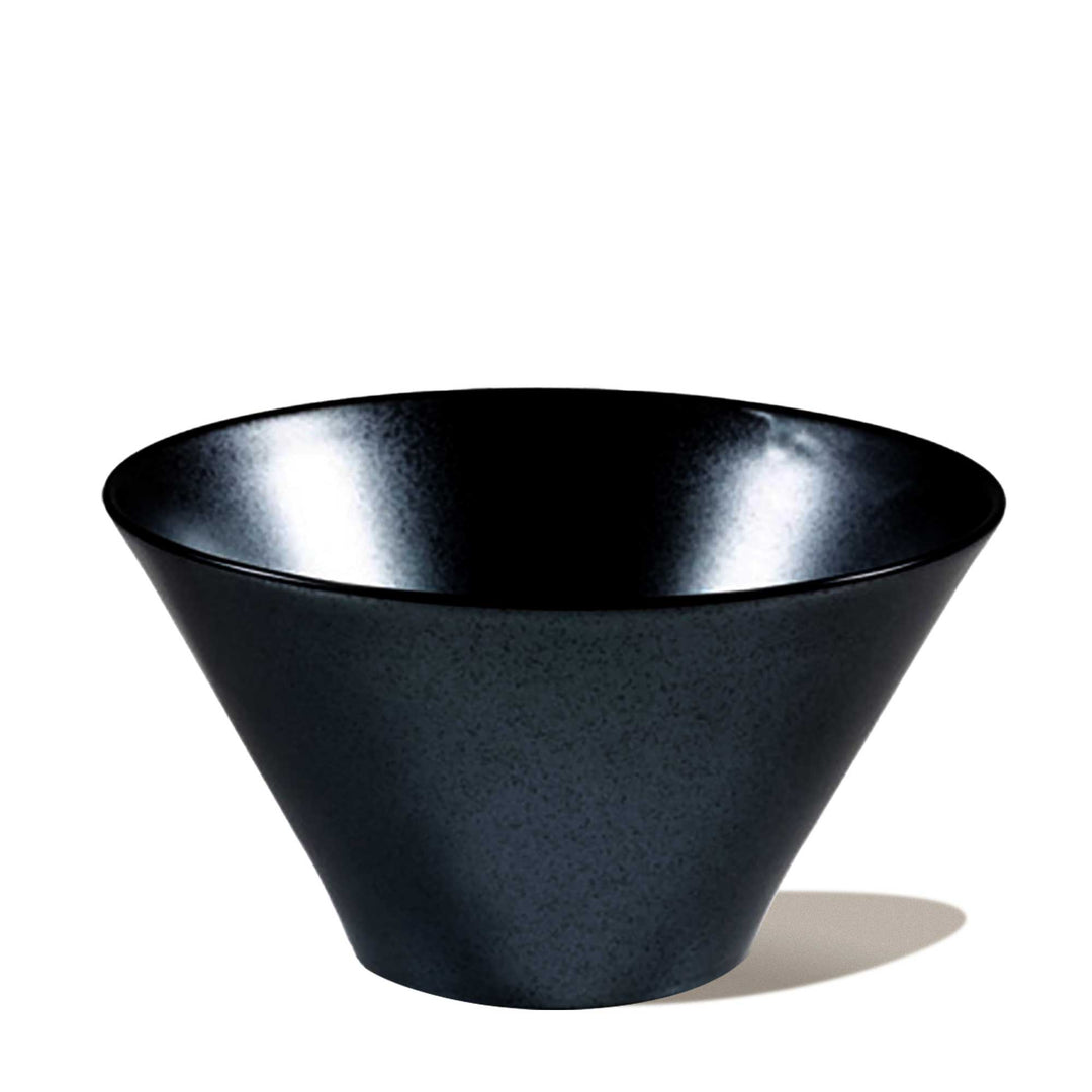A Tessa Black Round Ramen Bowl by Korin on a white background.