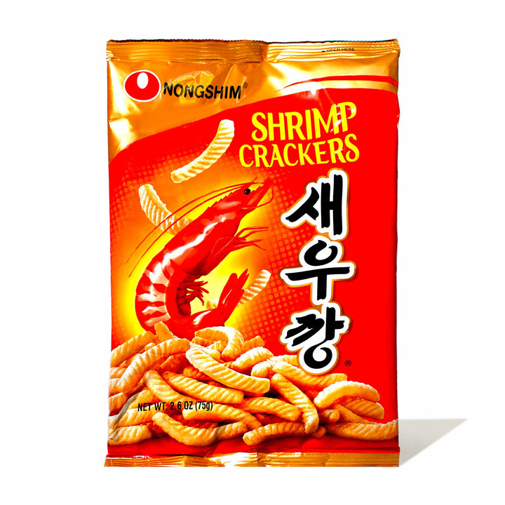 A bag of Nongshim Shrimp Chips: Regular on a white background.