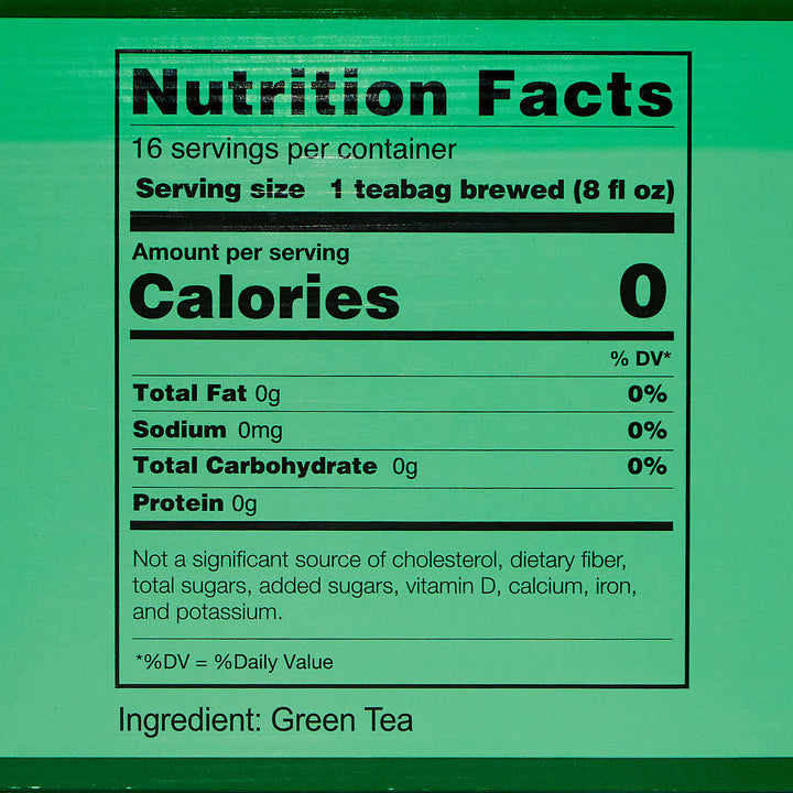 Yamamotoyama Sencha Green Tea (16 bags) nutrition facts label.