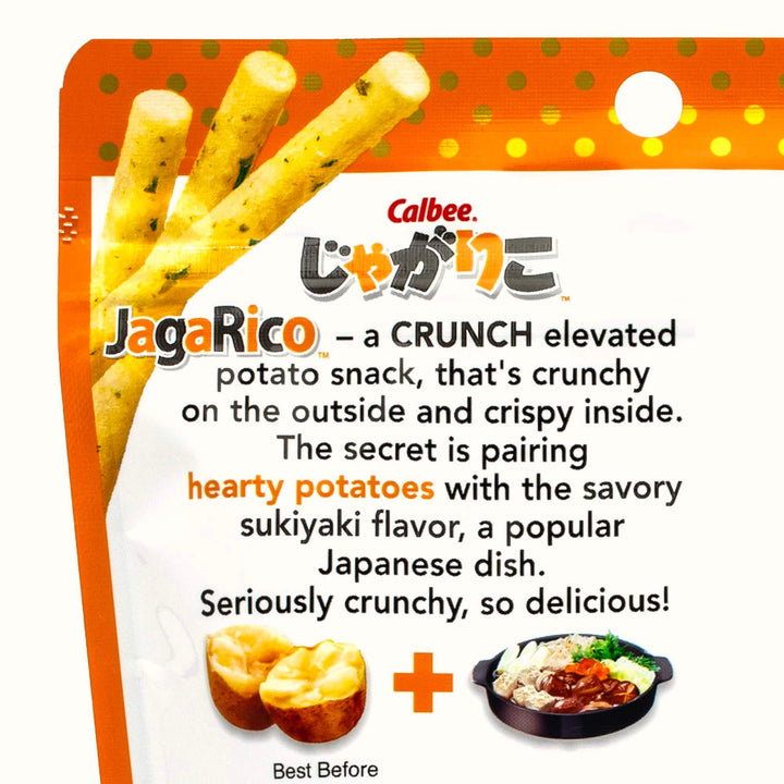 Calbee Jagarico: Sukiyaki - a potato snack with a cheesy inside.
