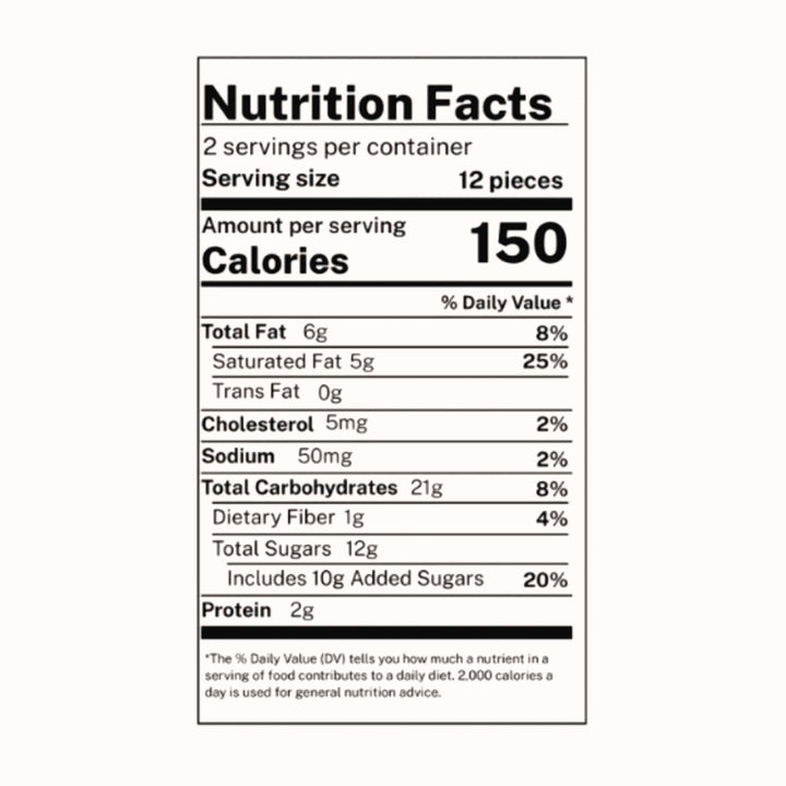A nutrition label with information on Glico Pocky: Cookies & Cream.