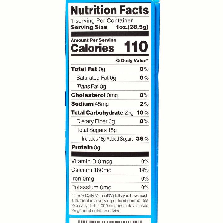 A nutrition label for Kracie Popin Cookin DIY Candy: Sushi by Kracie.