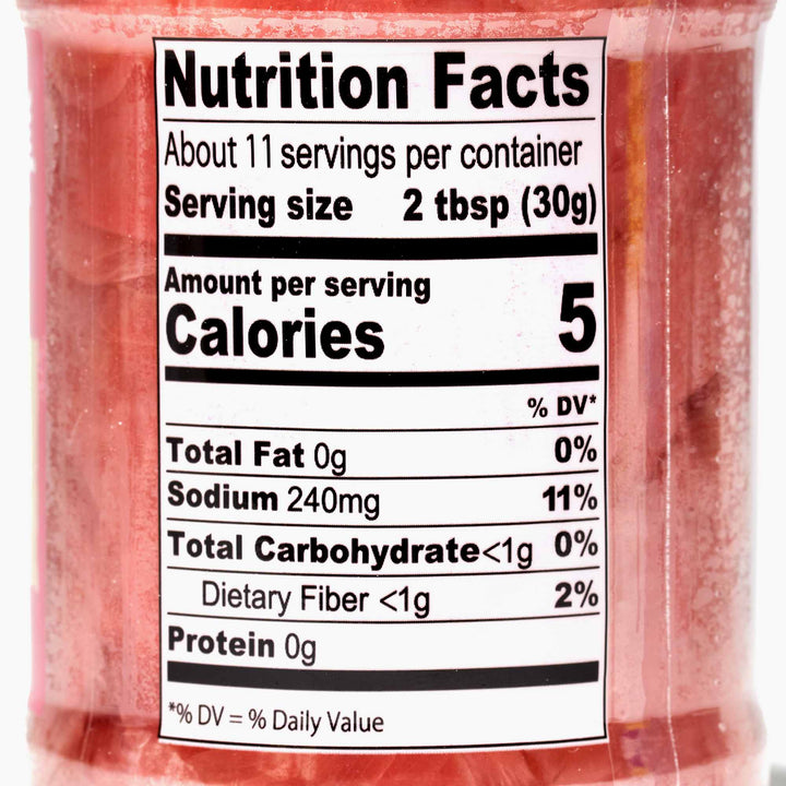 A jar of Wel-Pac Sushi Gari Sliced Pickled Ginger with nutrition facts on it.