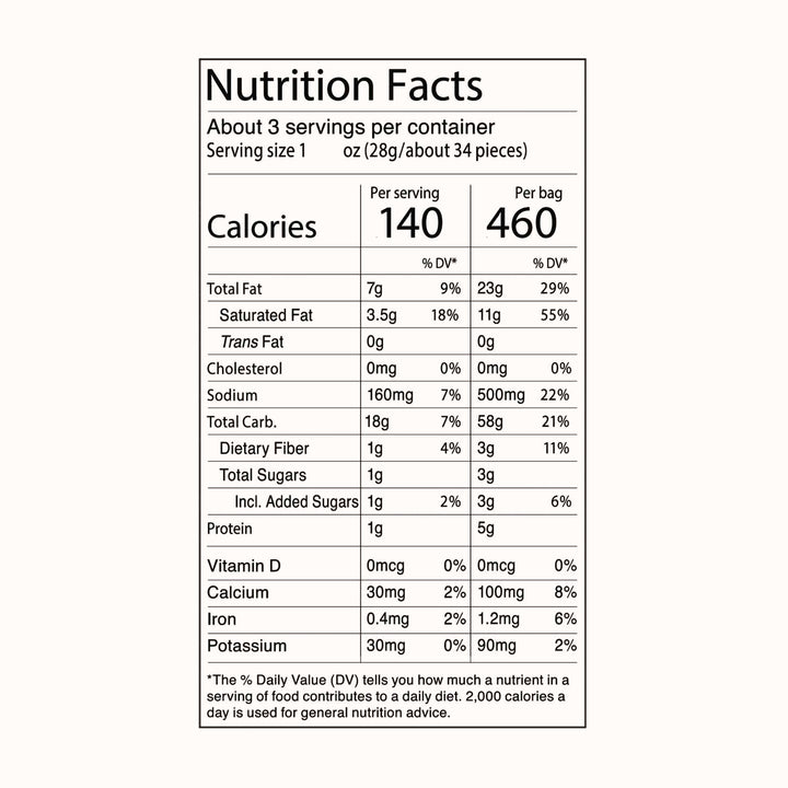 A nutrition label for Calbee Takoyaki Ball Corn Puffs.