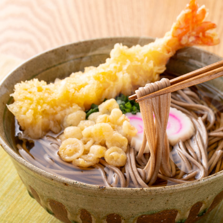 A bowl of Hakubaku Organic Soba Noodles soup.