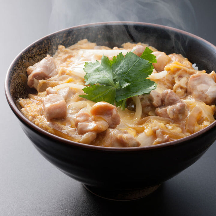 A bowl of Kikkoman Hon Tsuyu Soup Base with meat in it.